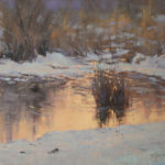 A Nearly Obsessive Devotion Landscape painting - Barbara Jaenicke (b. 1964), "Twilight’s Radiant Descent"