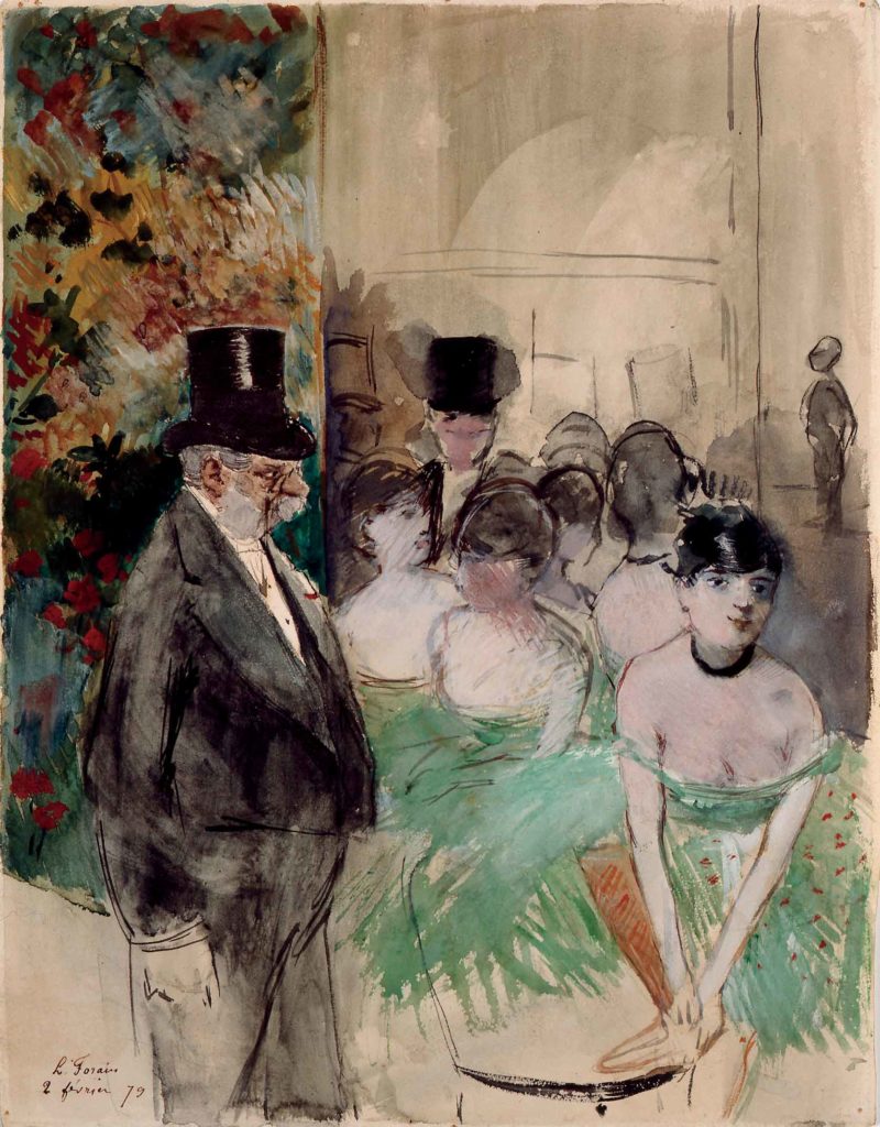 Impressionism art - Jean-Louis Forain (French, 1852–1931), “Intermission, On Stage" painting