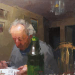 Beyond Conscious Control Oil paintings - Ilya Gefter, "Dinner," 86 x 84 cm, Oil painting on canvas