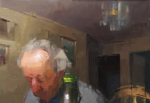 Beyond Conscious Control Oil paintings - Ilya Gefter, "Dinner," 86 x 84 cm, Oil painting on canvas