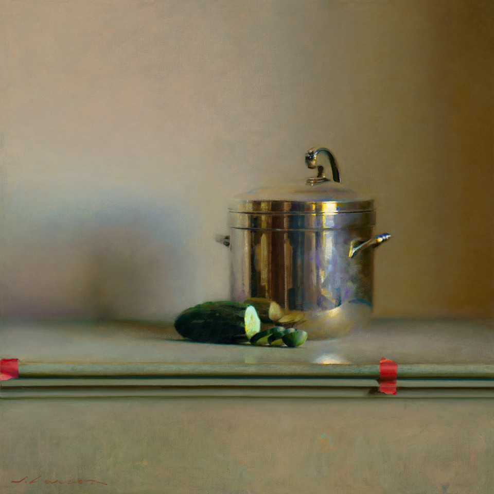 realism still life Jeffrey Larson, "Cucumber," 24 x 24 in.