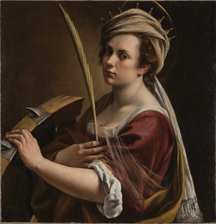 Artemisia Gentileschi (1593–1654 or later), Self-Portrait as Saint Catherine of Alexandria, c. 1615–17, oil on canvas, 28 1/4 x 27 1/4 in., National Gallery, London