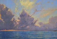 Featured Artwork: Karen Ann Hitt Oil painting of clouds over the water
