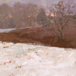 Featured Artwork: Lori Putnam Oil painting of a landscape with blackberry vines in winter