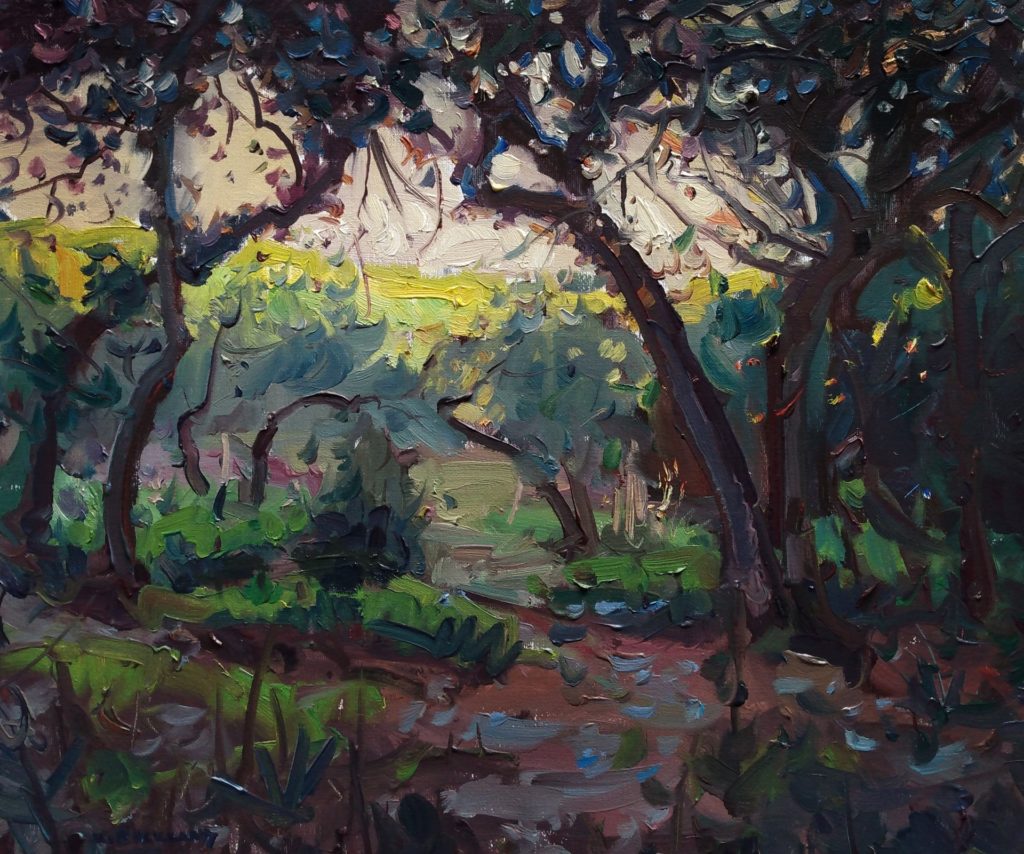 Landscape paintings - "The Edge of the Grove," oil on linen, 20 x 24 in., by Kyle Buckland
