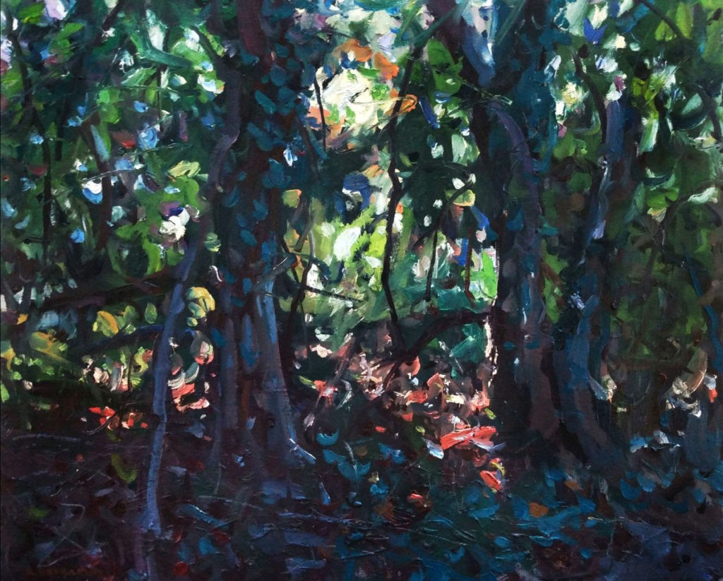 "Forest Guardians," oil on canvas, 24 x 30 in., by Kyle Buckland