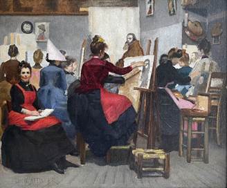 Lucie Attinger (Swiss, 1859-1928), "Mon Atelier," at Elliott Fine Art