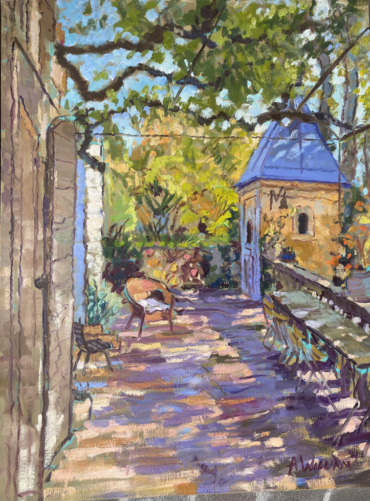 Oil Painting of pathway to building 