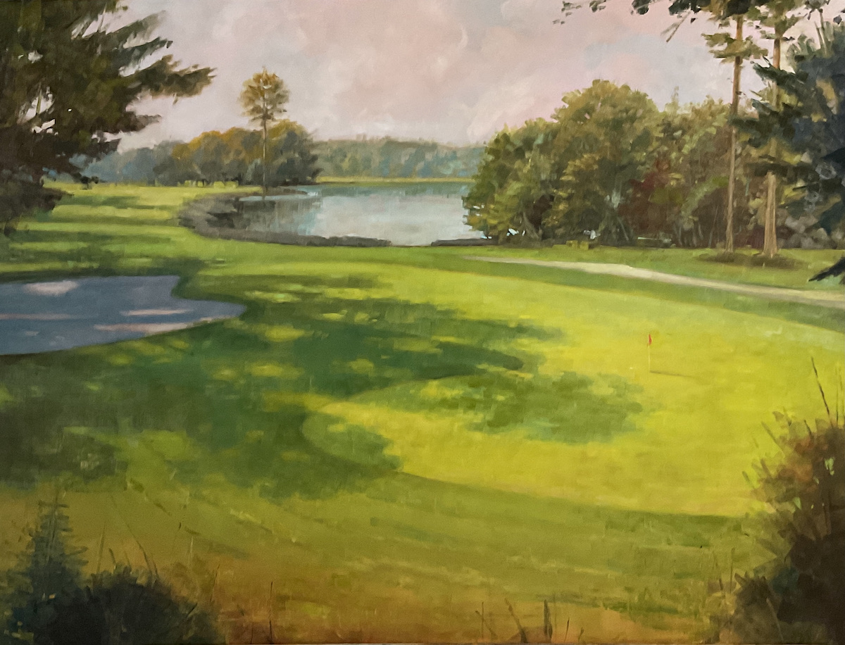 oil painting of golf field