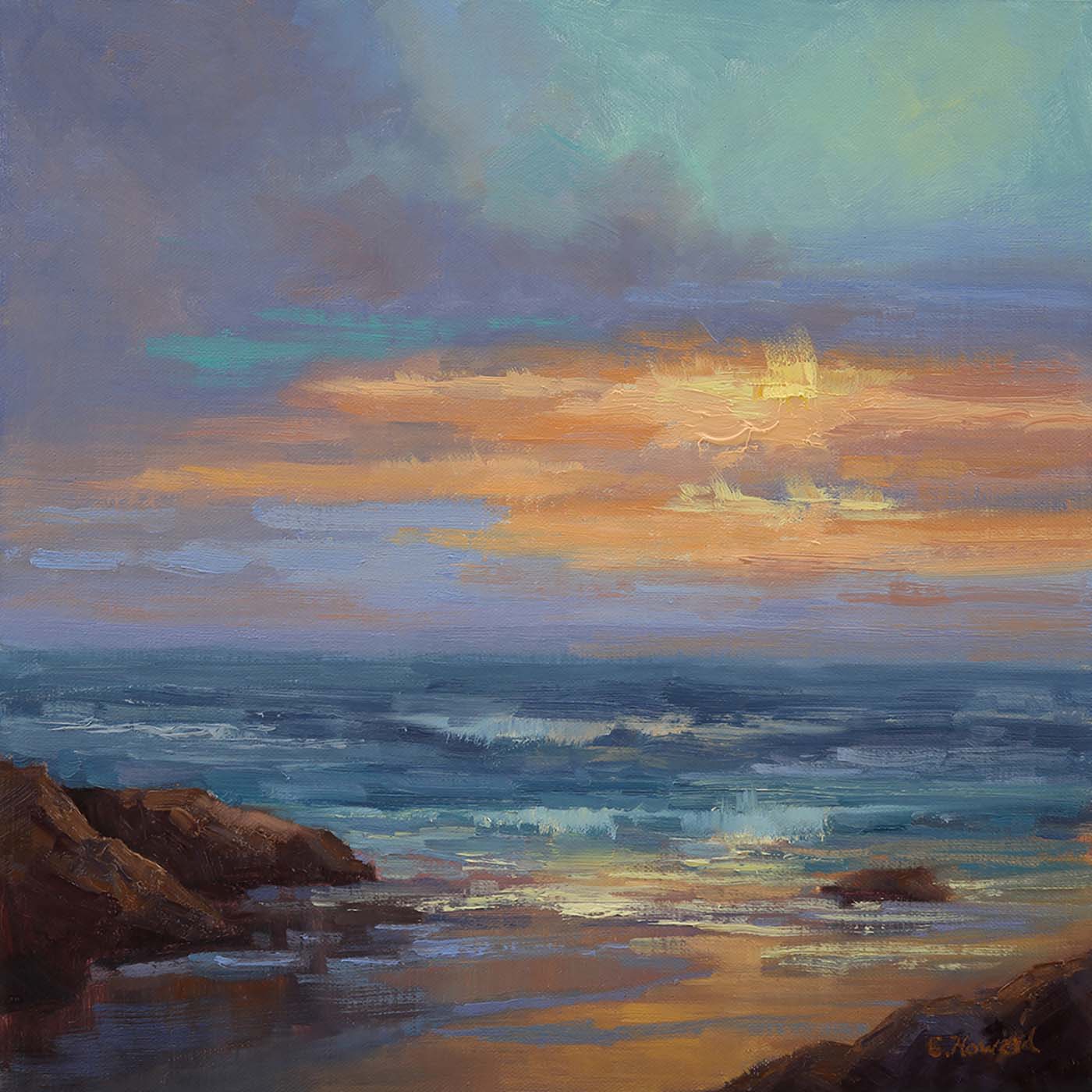 oil painting of sunset