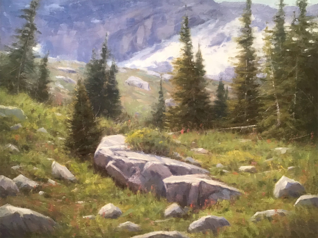 Oil painting of landscape scene