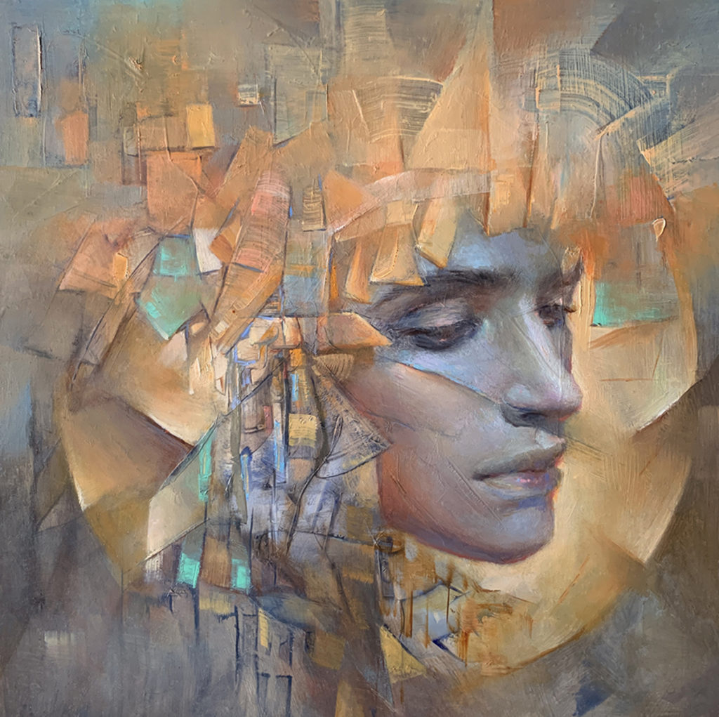 Oil painting of an abstract lady's face