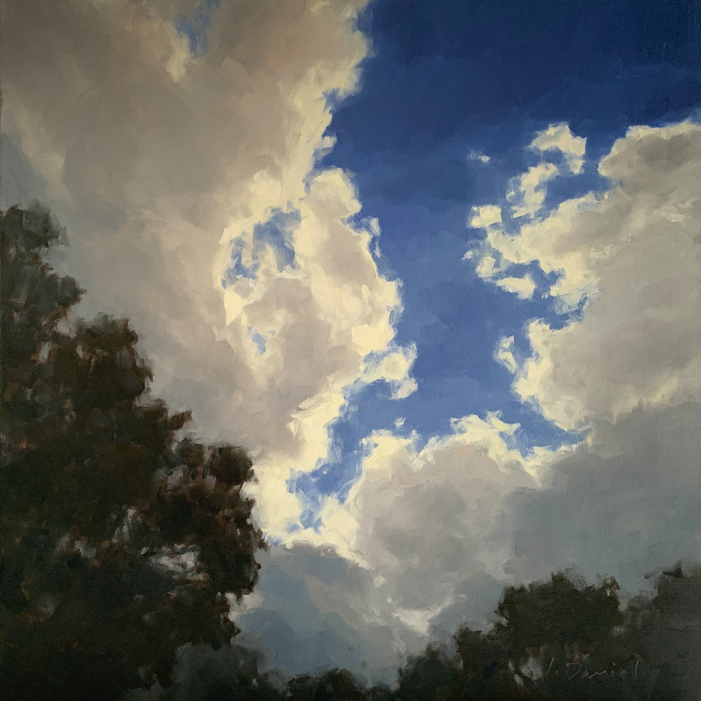 oil painting of clouds, looking up