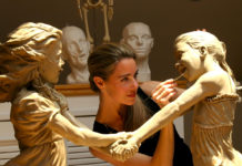 Artist Spotlight: Angela Mia De la Vega Angela sculpting Whirlwind, 48”h x 41”w x 21”d, Bronze, 2009