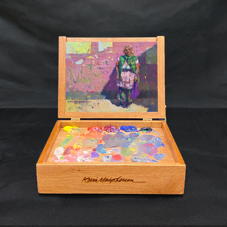 Kevin Macpherson's pochade box for "Fashionista" (6 x 8 in.)