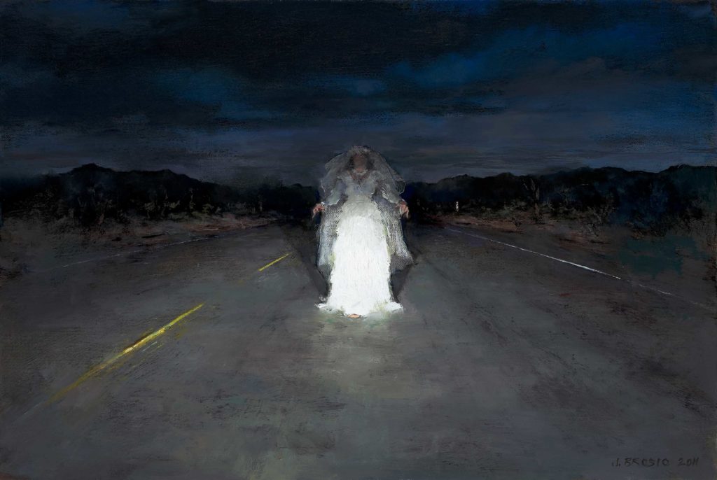 John Brosio, "Bride in Headlights," 12 x 18 inches, Oil on linen