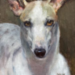 Featured Artwork: Johanne Mangi oil painting of hound 3/4 portrait
