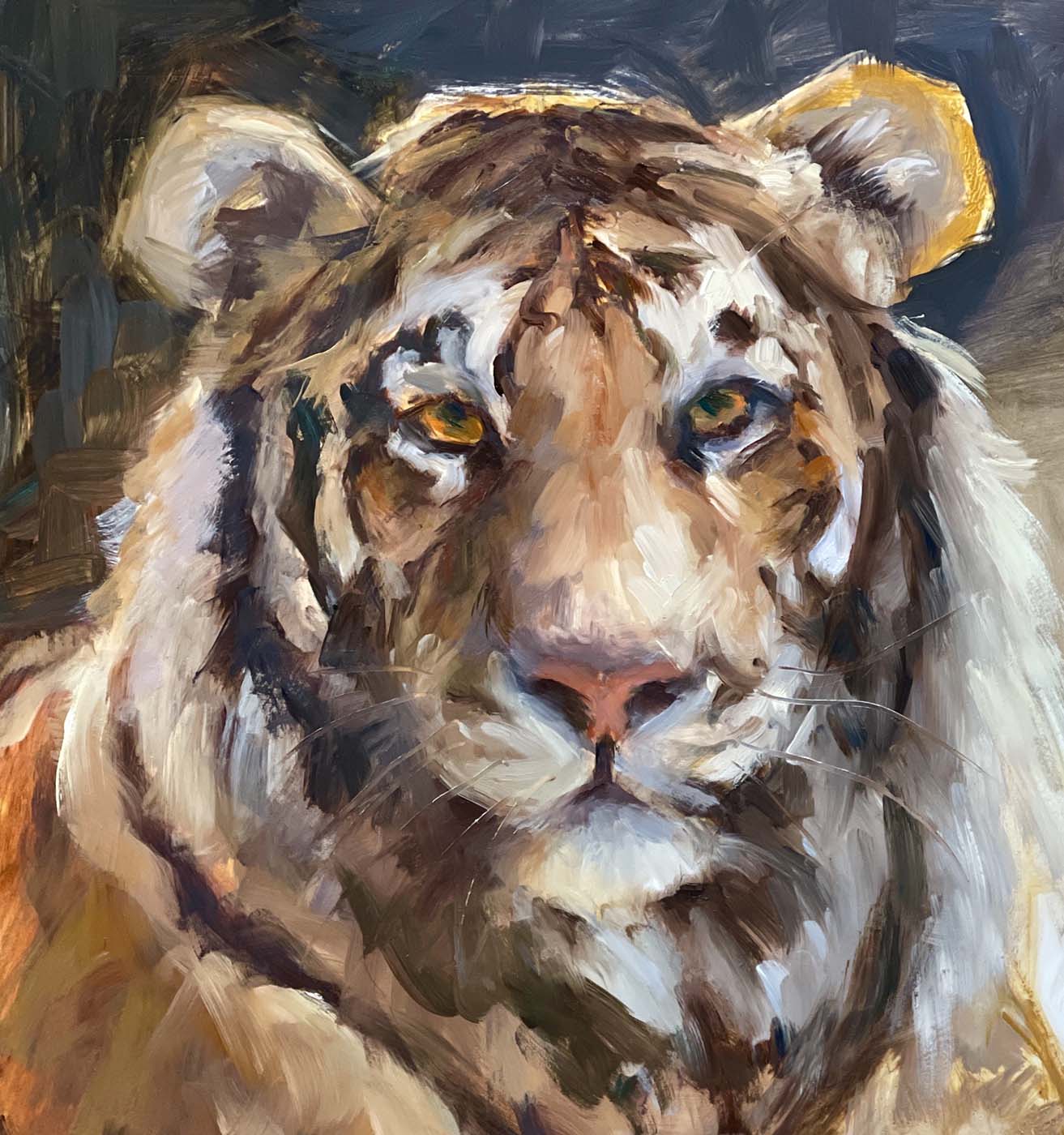 oil painting of portrait of a tiger 