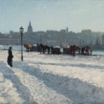 Quintessentially Nordic ALFRED BERGSTRÖM (1869–1930), "Winter Scene from the Stockholm Waterfront," 1899, oil on canvas, 39 1/2 x 50 7/8 in. (framed), National Museum, gift of Ms. Birgit Rosin, 2004 (NM 7023)