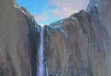 Featured Artwork: Kim Lordier presented by Olmsted Gallery in Atlanta, GA pastel painting of Bridalveil Falls