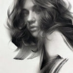 A Deeper Consideration Roman Pankov, "Jen," dry brush on charcoal paper, 40 x 30 cm, signed