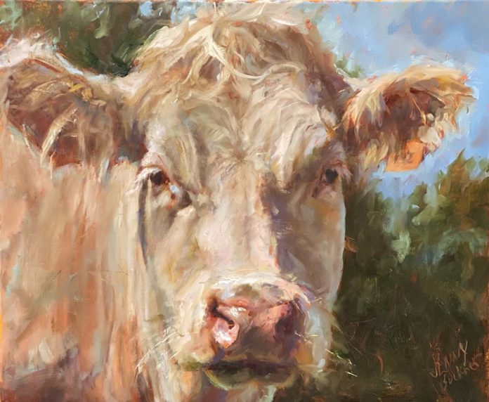 oil painting of cow portrait