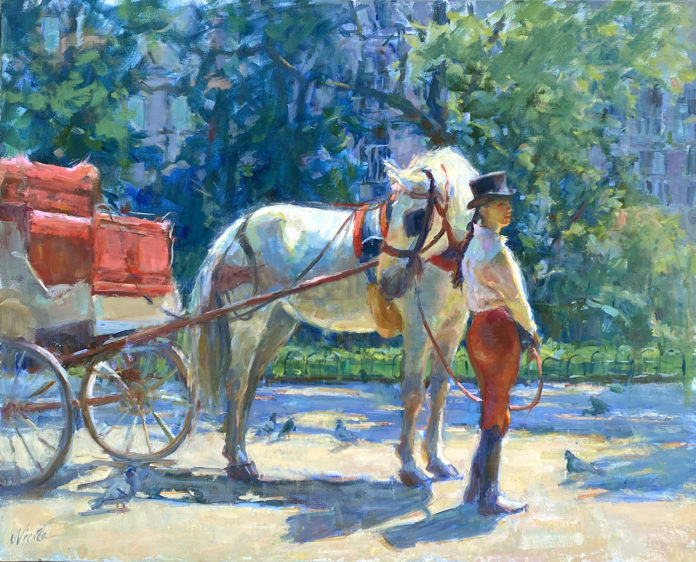 oil painting of carriage ride at rest