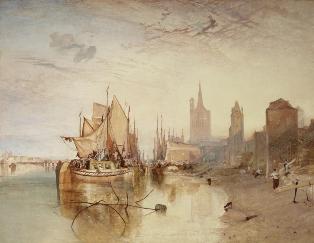J.M.W. Turner, "Cologne, the Arrival of a Packet Boat: Evening," 1826, oil on canvas, 66 3/8 x 88 1/4 in., Frick Collection, New York, 1914.1.119