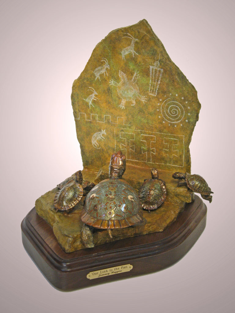 Jammey Huggins (b. 1945), "Our Link to the Past," 14"H x 12"W x13"D, Bronze
