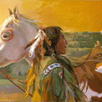Fort Concho Welcomes APA Sherry Blanchard Stuart (b. 1941), "The Wind Speaks," 14.25 x 26 in., Oil on Linen