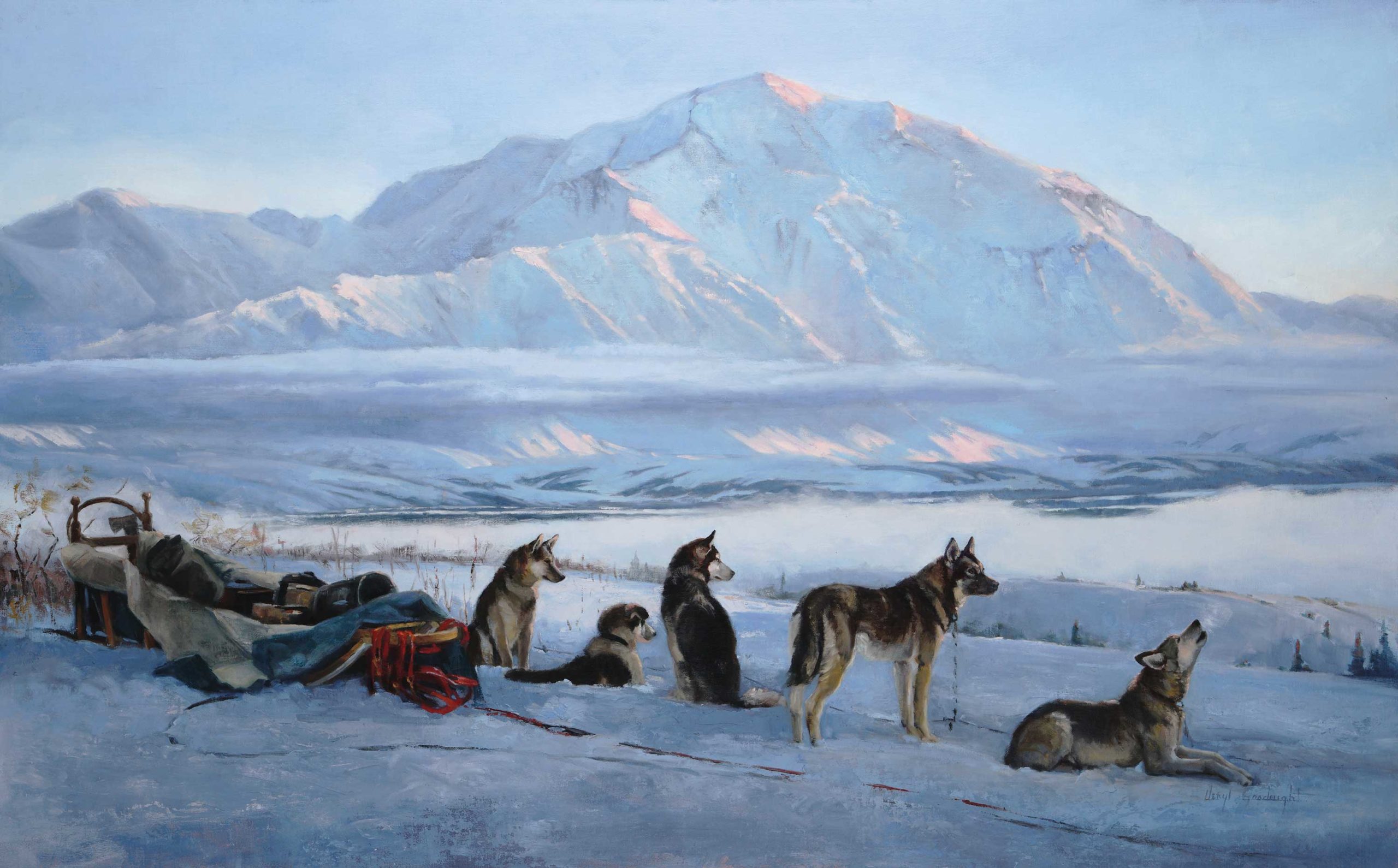 Veryl Goodnight (b. 1947), "Under the Spell of Denali," [Denali National Park & Preserve, Alaska], 2019, oil on linen, 30 x 48 in., Veryl Goodnight Gallery (Mancos, Colorado)