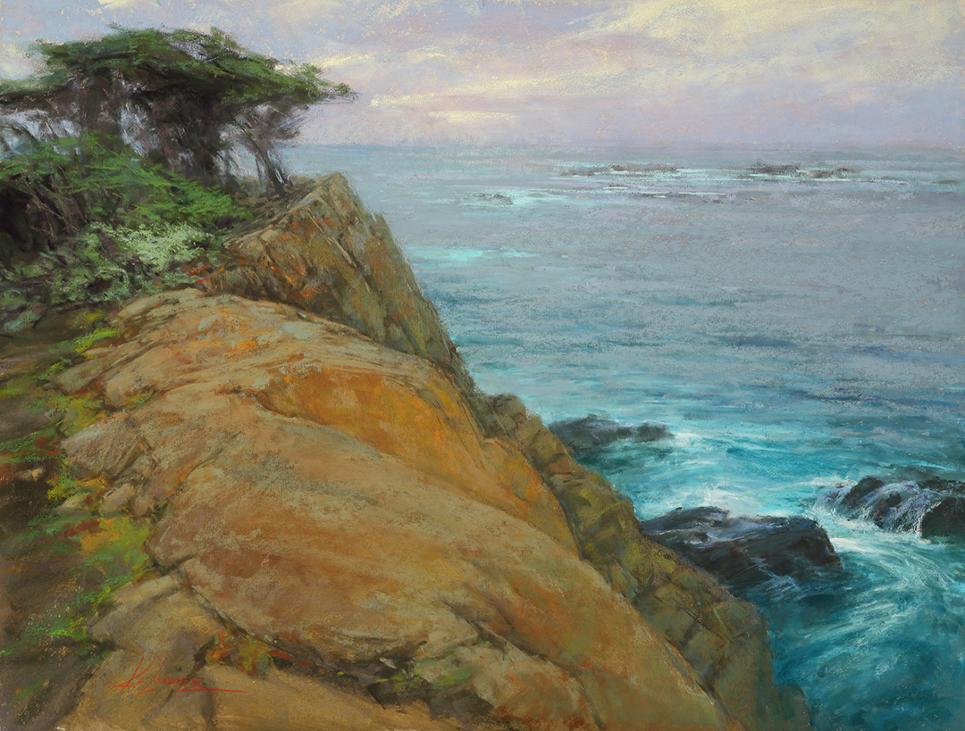 pastel landscape painting of the seashore