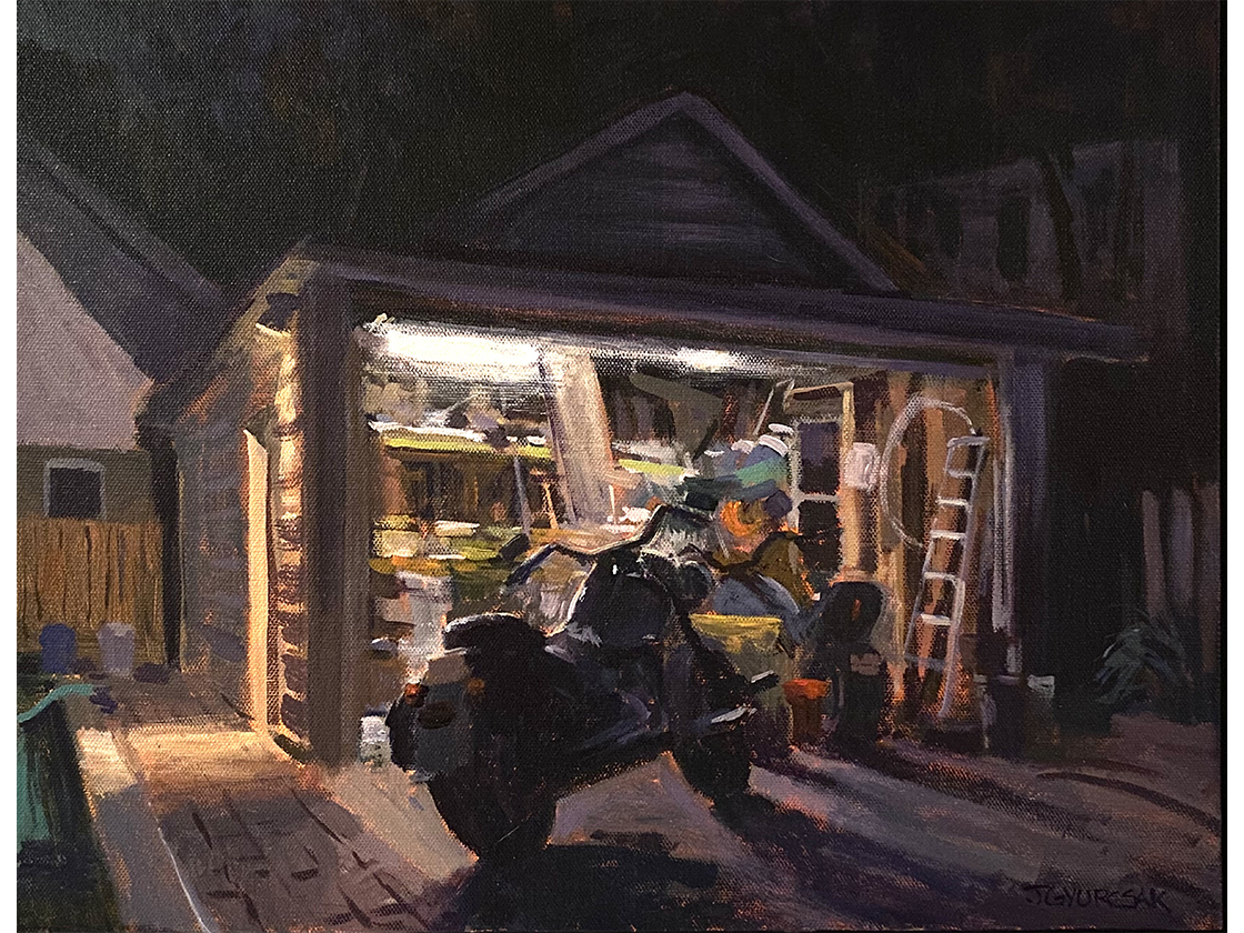 painting of a garage