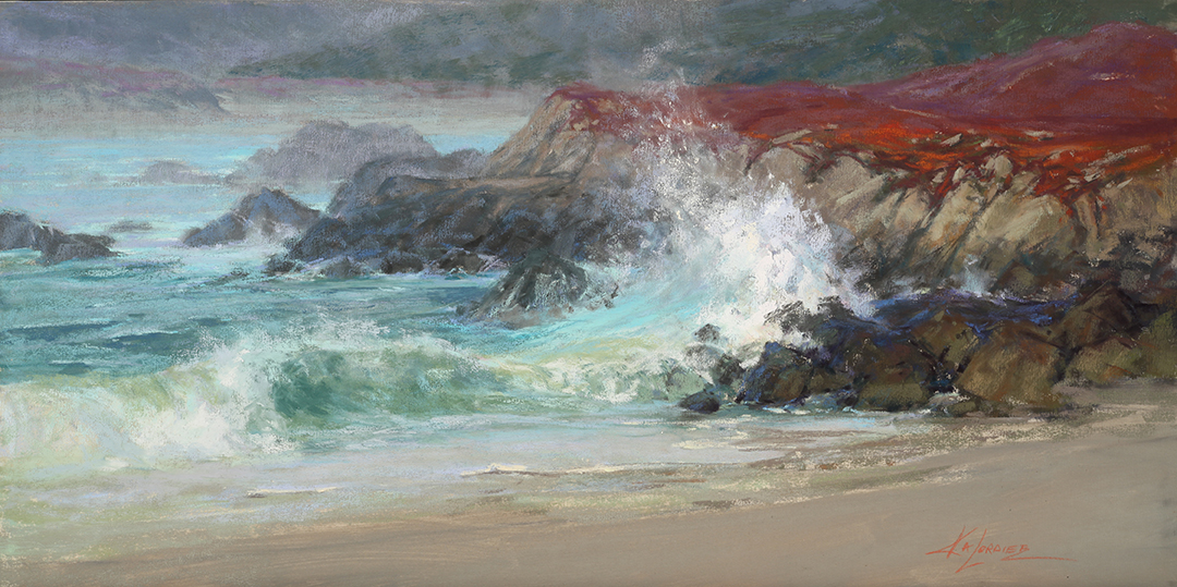 Kim Lordier, "Coastal Allure," 2022, Pastel on Archival Board, 12 x 24 in., Studio