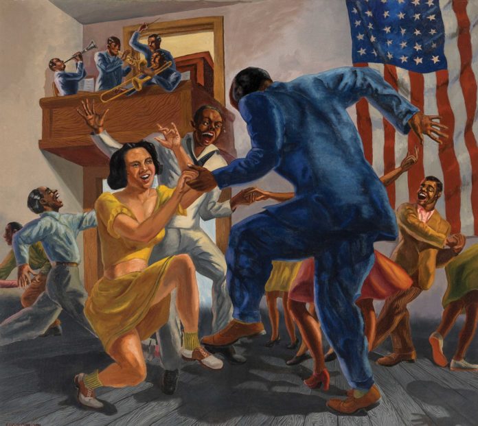 art history social realism - Ramond Hendry Williams (1900–1977), "Pursuit of Happiness," 1947, oil on canvas, 44 x 48 in., collection of the author, photo courtesy Heritage Auctions