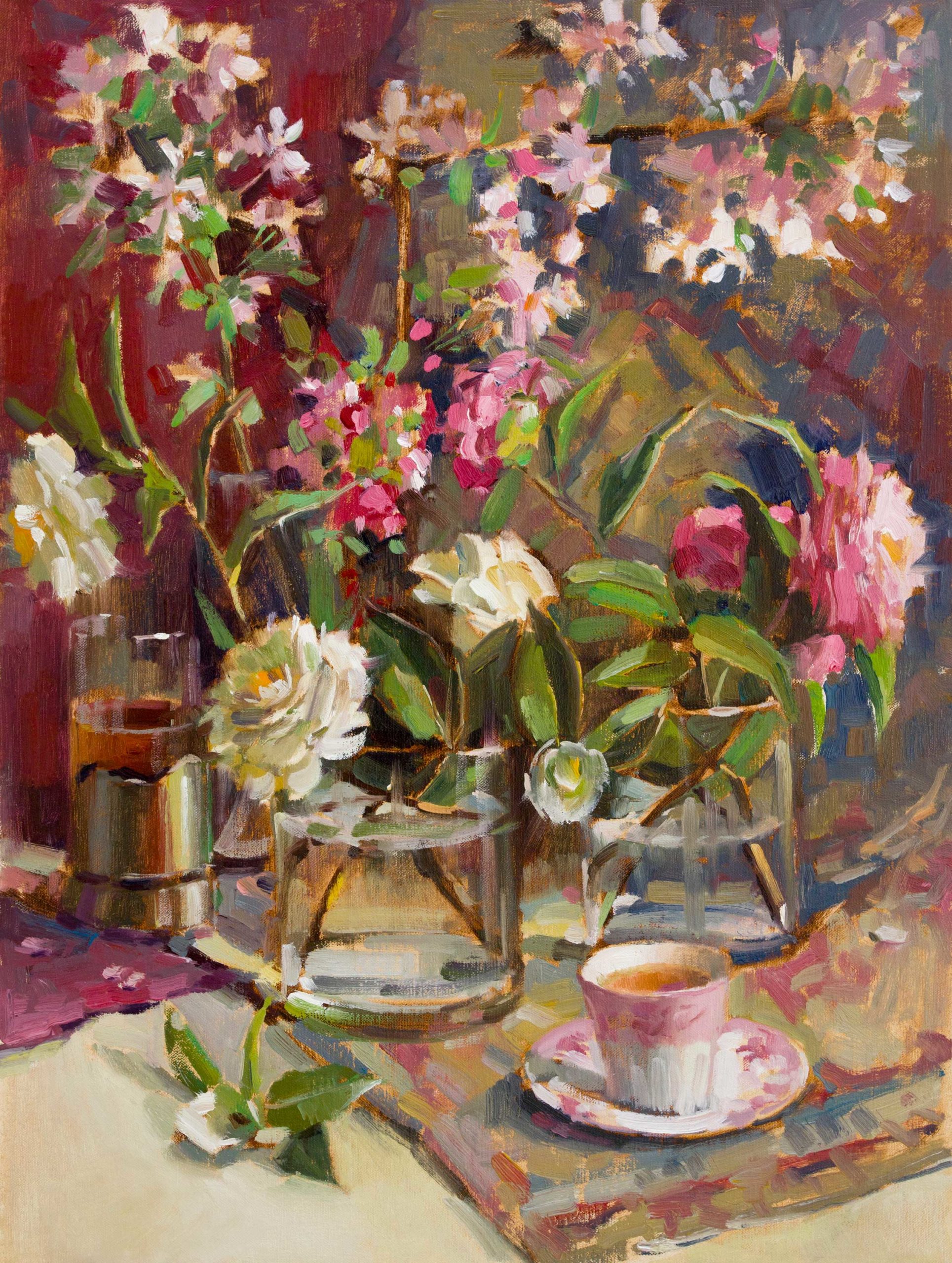 still life painting of flowers