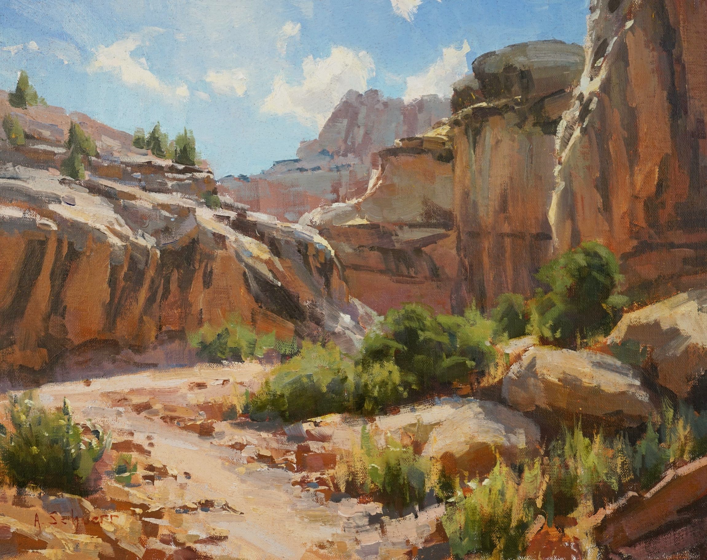 Aaron Schuerr AIS, "Grand Wash Capitol Reef," Oil, 11 x 14 in., $1,700