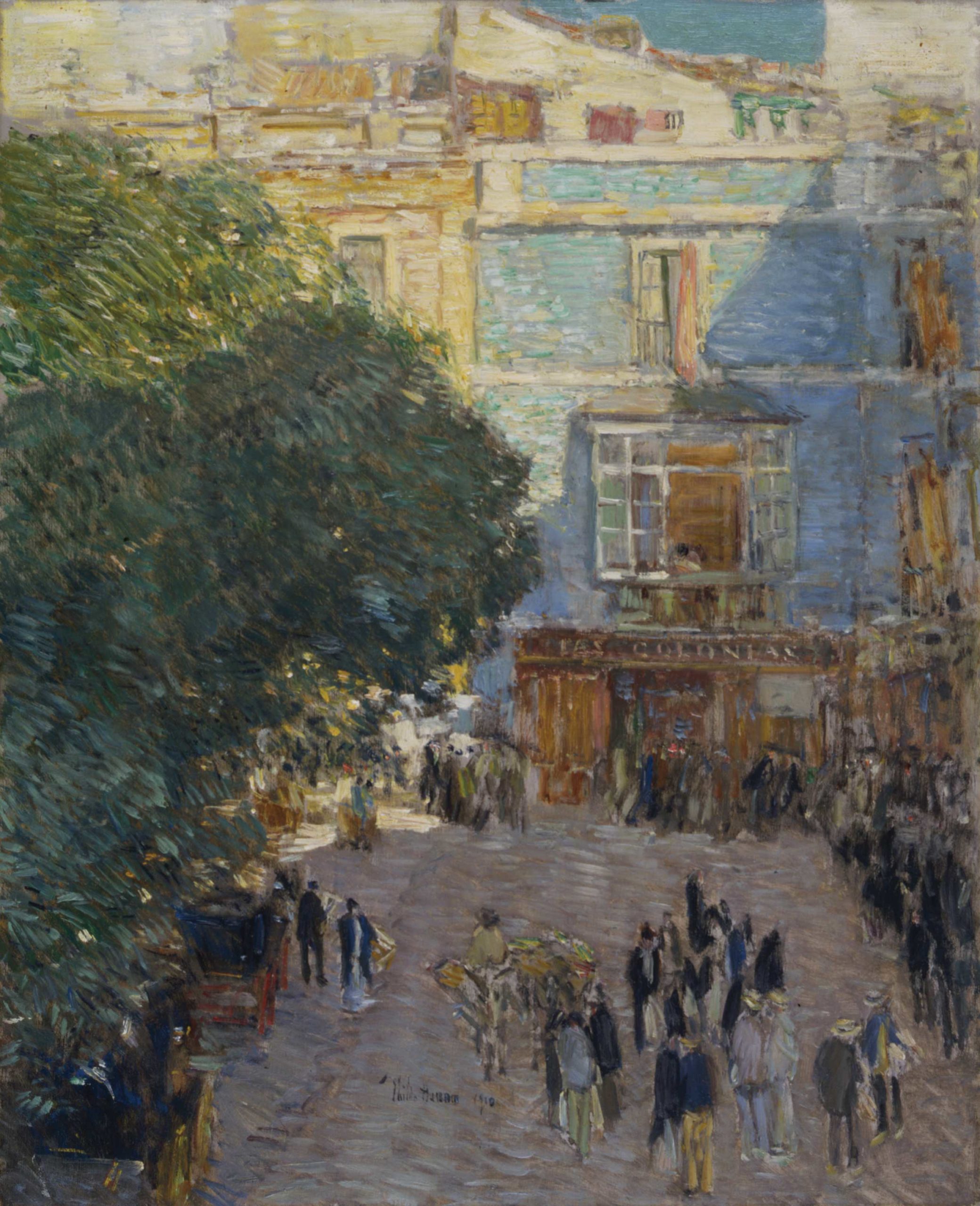 Childe Hassam (1859-1935), "Square at Seville," 1910, oil on panel, 25 9/16 x 20 13/16 in.