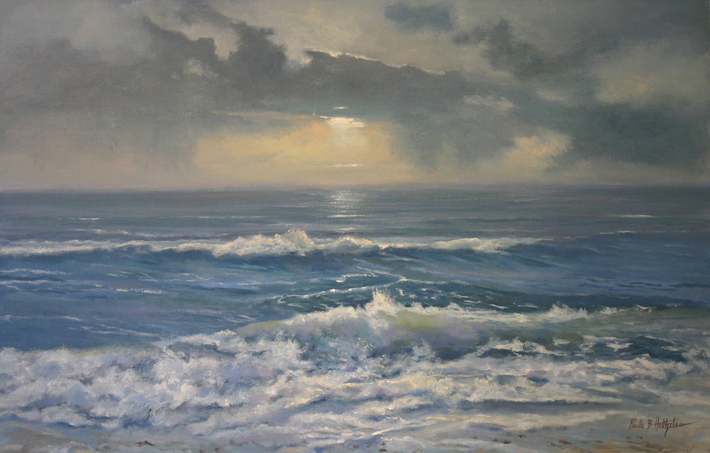 oil painting of realistic ocean view during midday