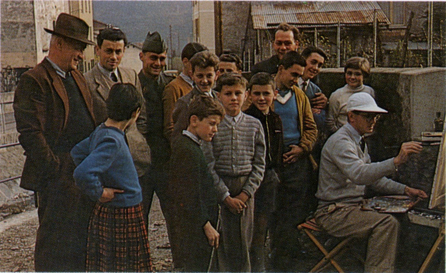 Modern realist Clark Hulings in Lugano, Italy, 1954