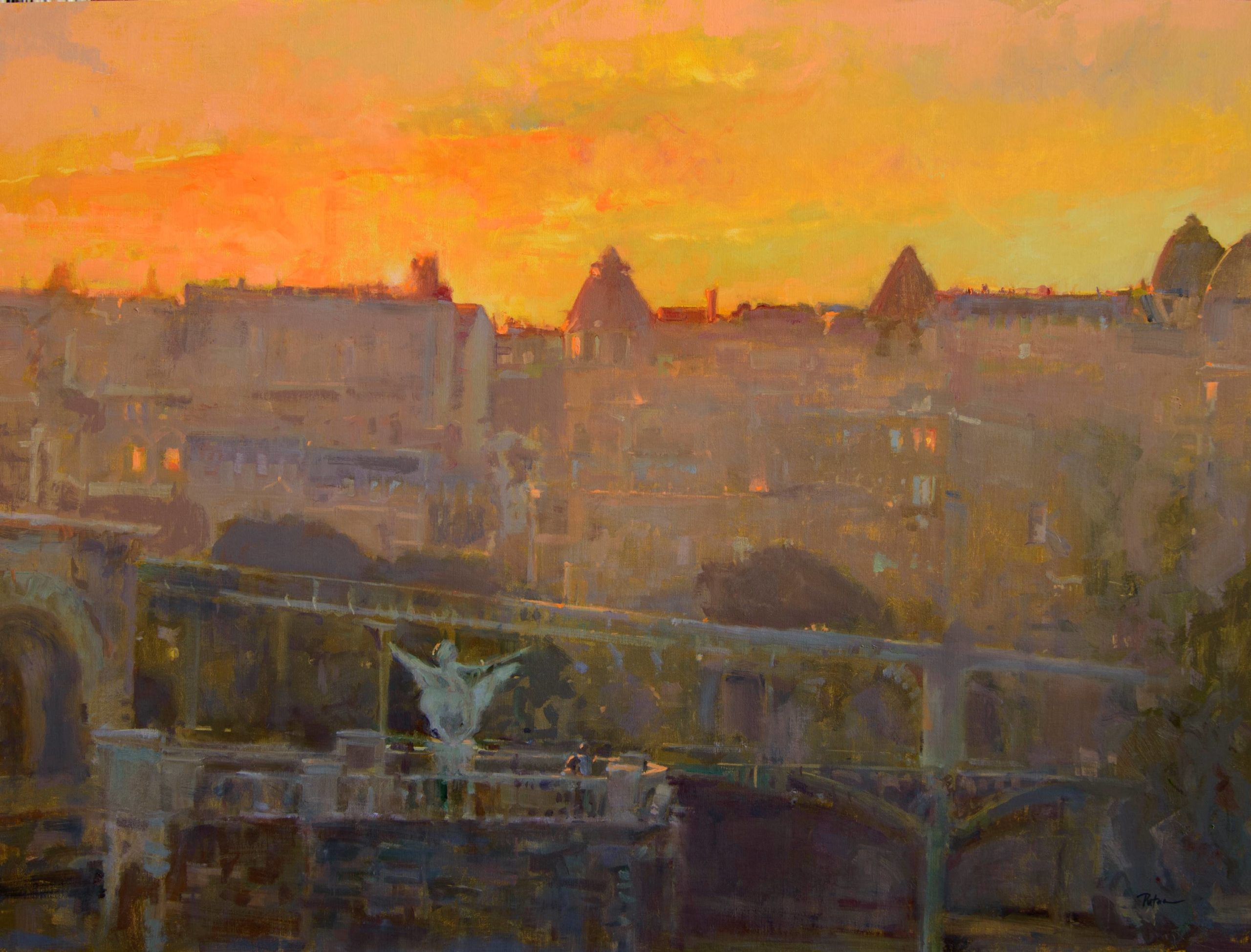 Lori Putnam, "Sunset over Paris," 36 x 48 in.