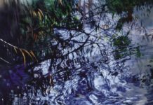 On View: American Realism Today David Kessler (b. 1950), "Surface Calligraphy," 2005, acrylic on abraded aluminum, 72 x 48 in., collection of Neil Jenney