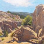 WAOW: East Meets West Jan Delipsey (b. 1953), "Sun, Sand & Stone," 2022, oil on panel, 14 x 22 in.