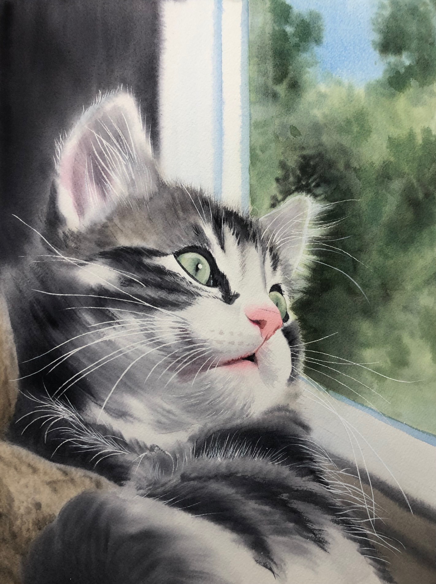 watercolor painting of a cat - Shelley Prior, "Sweet Kitten"