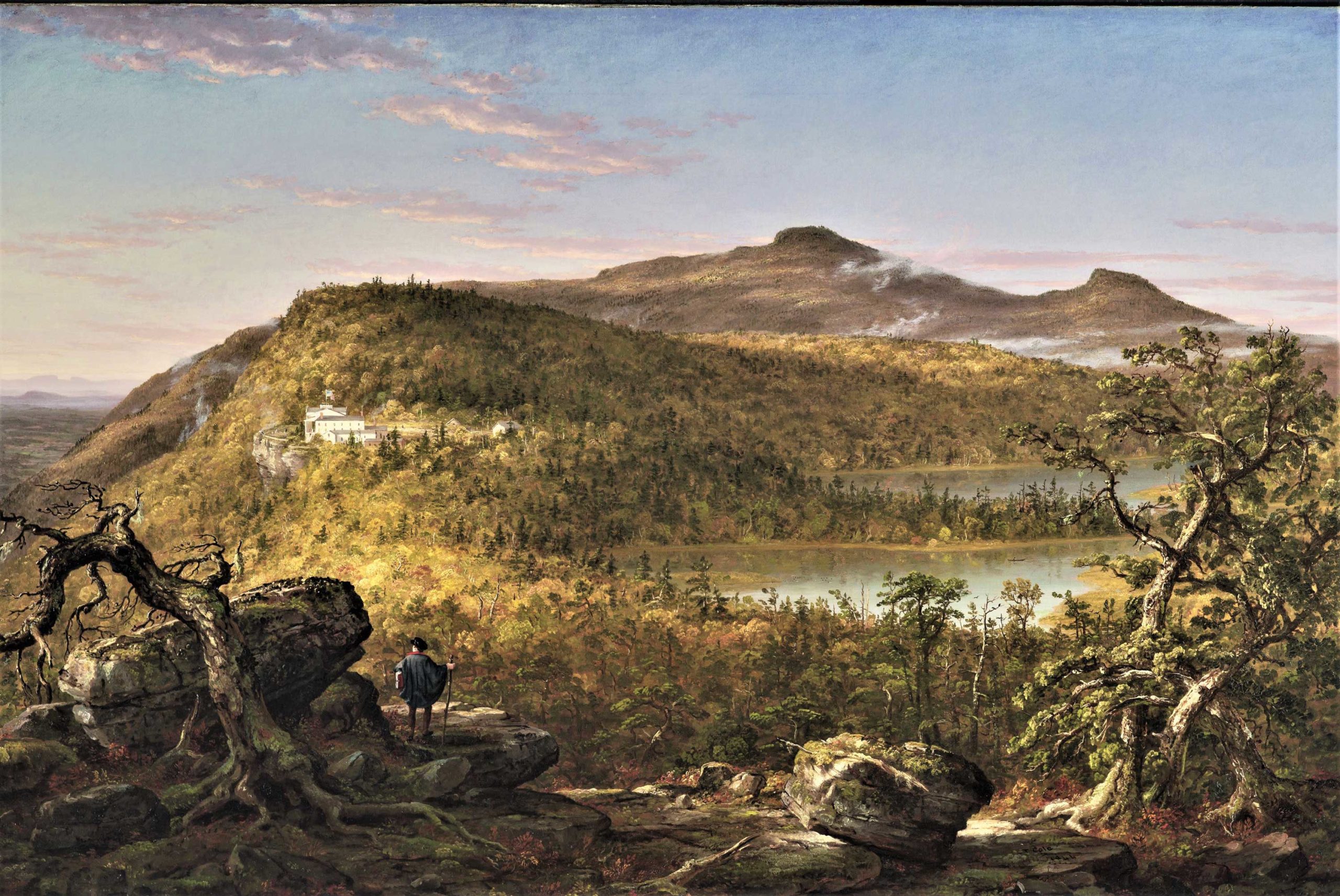 Fig. 4: THOMAS COLE (1801–1848), "A View of the Two Lakes and Mountain House," Catskill Mountains, Morning, 1844, oil on canvas, 35 13/16 x 53 7/8 in., Brooklyn Museum, New York