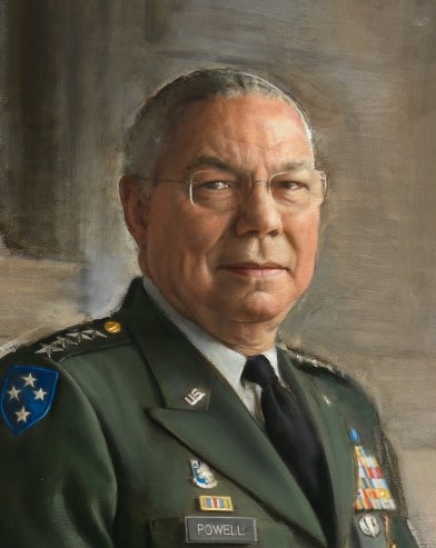 A detail from Robert Sherr's portrait of Colin Powell painted for the National Portrait Gallery