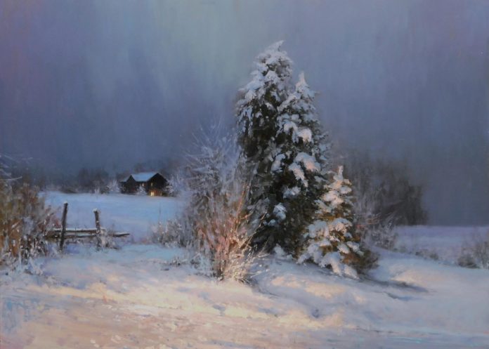 California Art Club - Michael Godfrey, "Going Home," oil on board, 18 x 24 inches