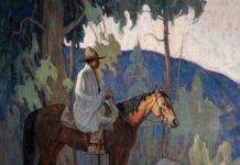 2023 Masters of the American West American western art - Eric Bowman (b. 1960), "Morning Broken," 2022, oil on canvas, 36 x 36 in.