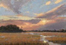 A Plein Air Painter Pursuing His Passion Plein air painter Roger Dale Brown, "Maroon Sunset," 2020, oil on linen, 30 x 40 in., collection of the artist