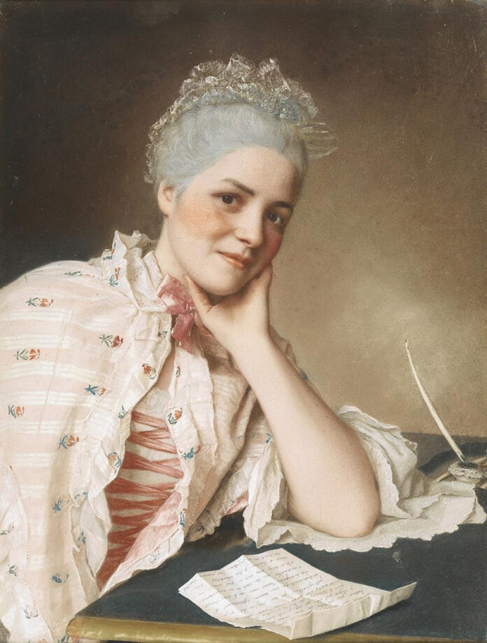 Pastel portraits - Portrait of Mademoiselle Louise Jacquet, about 1750, Jean-Étienne Liotard (Swiss, 1702-1789), pastel on vellum, in its original frame, 75 x 60.8 cm (29 1/2 x 23 15/16 in), lent by a private collection